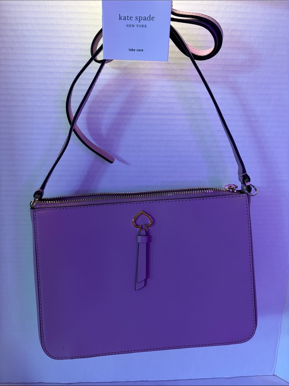kate spade purple crossbody bag with gold-tone spade charm